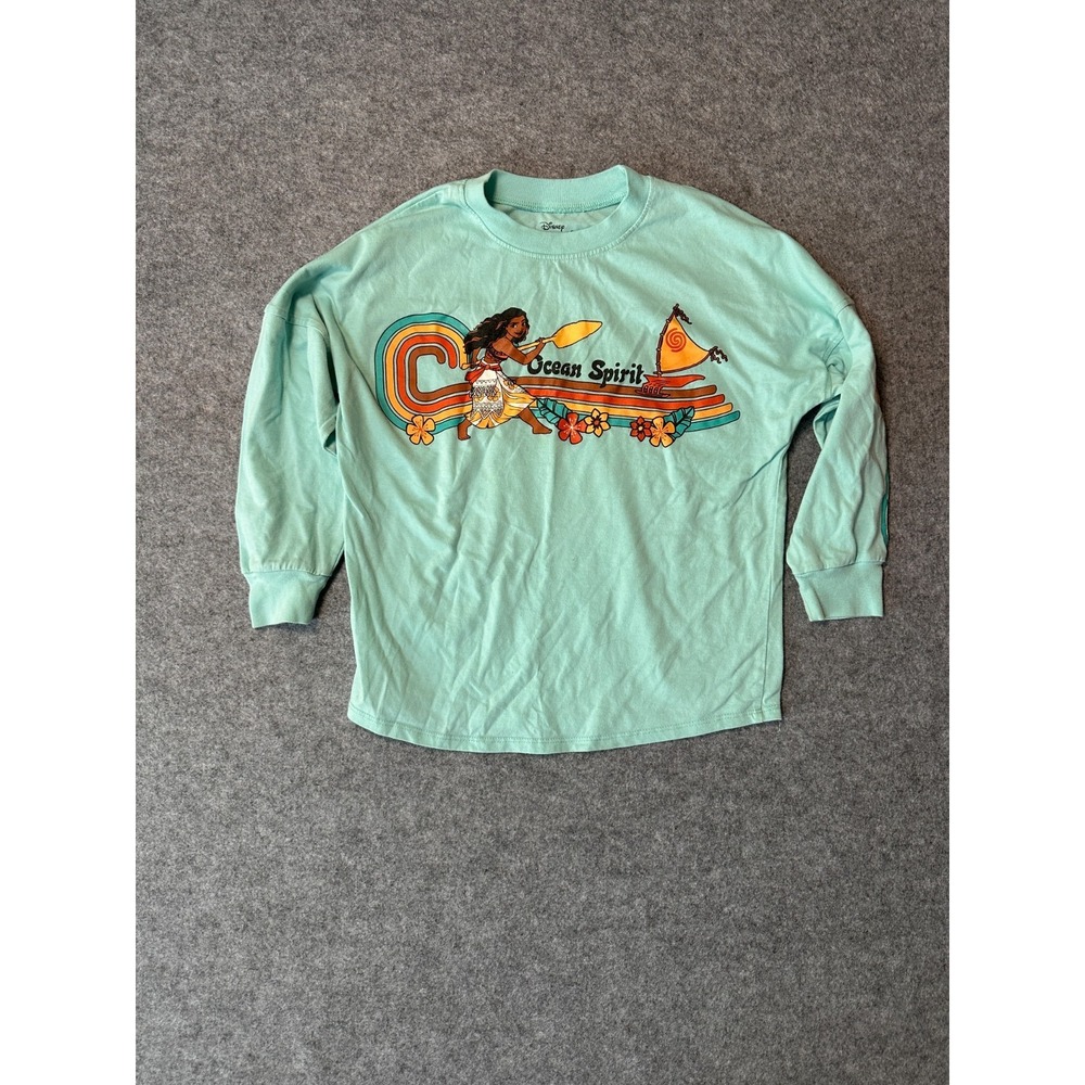 Disney Princess T Shirt Girls 7/8 Pale Aqua Ocean Spirit Graphic Long Sleeve